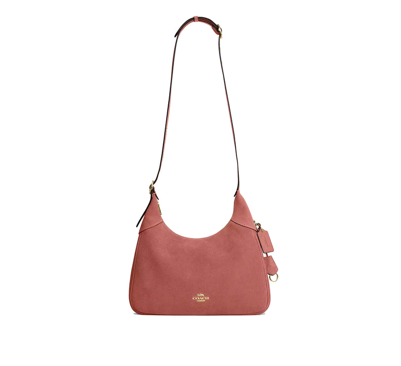 Coach Women's Ella Shoulder Bag Suede/Gold/Blush Pink
