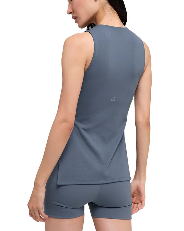 alo Women's Softsculpt Precision Full Length Bra Tank Bluestone