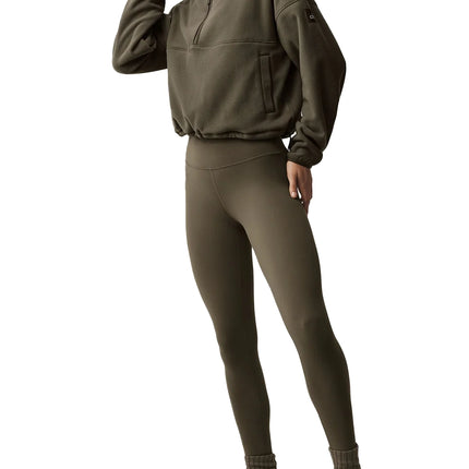 alo Women's Polar Fleece Retreat Cover Up Olive Tree
