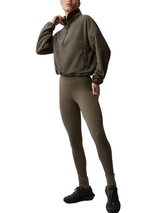 alo Women's Polar Fleece Retreat Cover Up Olive Tree