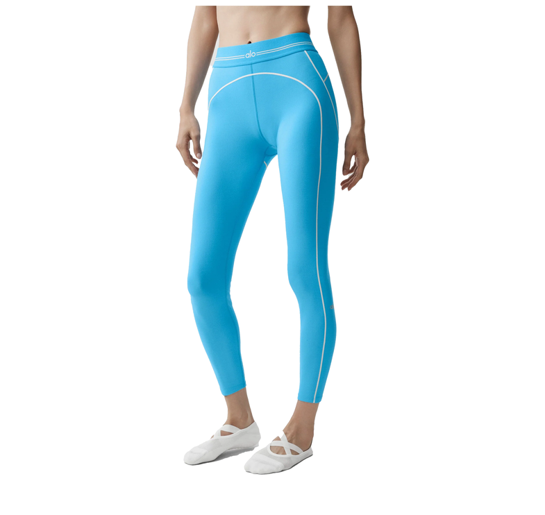 alo Women's Airbrush High-Waist 7/8 Heart Throb Legging Azure Blue/White