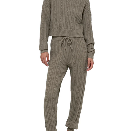 alo Women's Cable Knit Winter Bliss Pant Light Cocoa