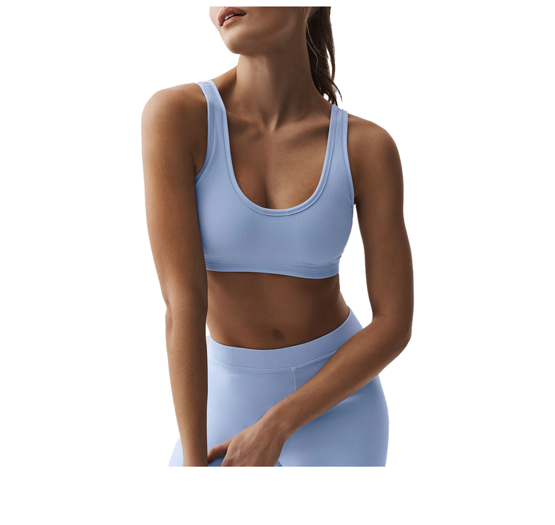alo Women's Alosoft Center Stage Bra Light Provence Blue