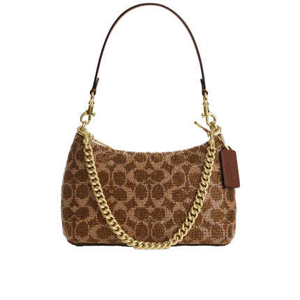 Coach Women's Teri Shoulder Bag In Signature Satin Gold/Tan
