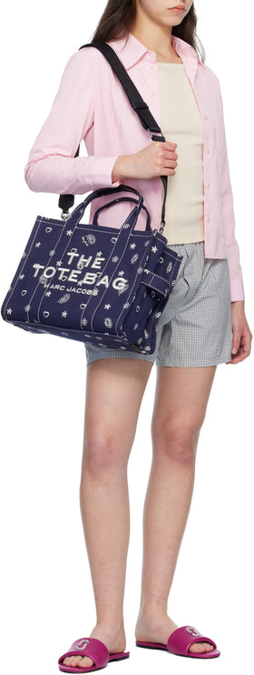 Marc Jacobs Women's The Bandana Canvas Medium Tote Bag Navy