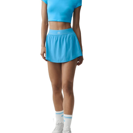 alo Women's Alosoft Crop Finesse Short Sleeve Azure Blue