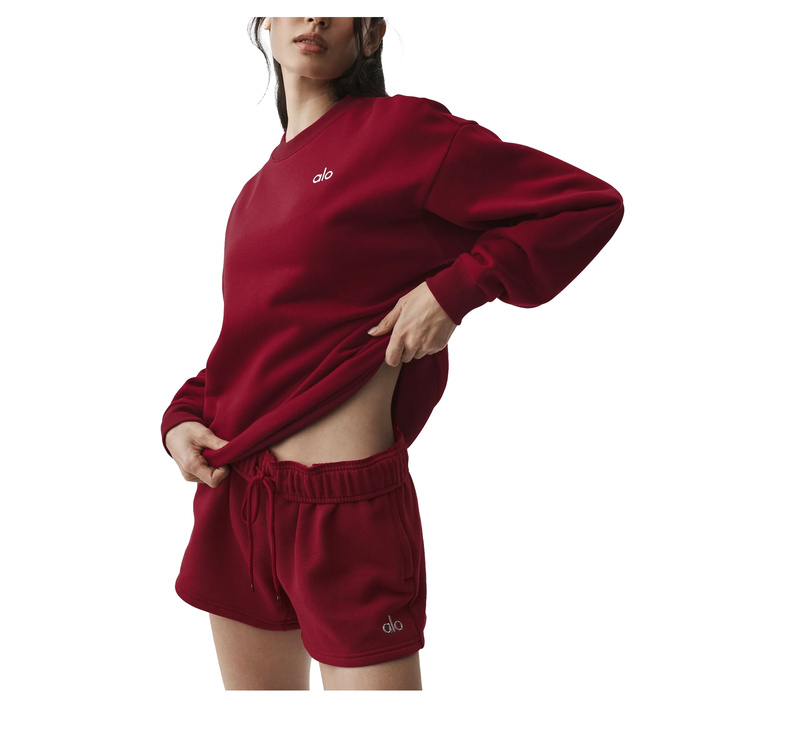 alo Women's Accolade Crew Neck Pullover Summer Romance Red