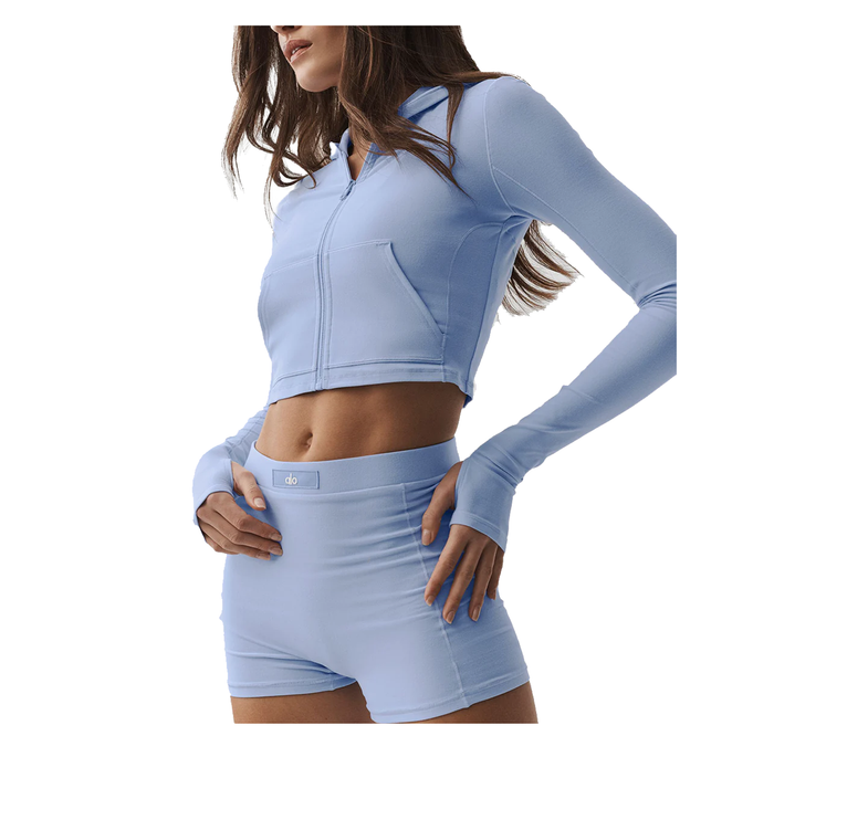 alo Women's Alosoft Sincere Fitted Jacket Light Provence Blue