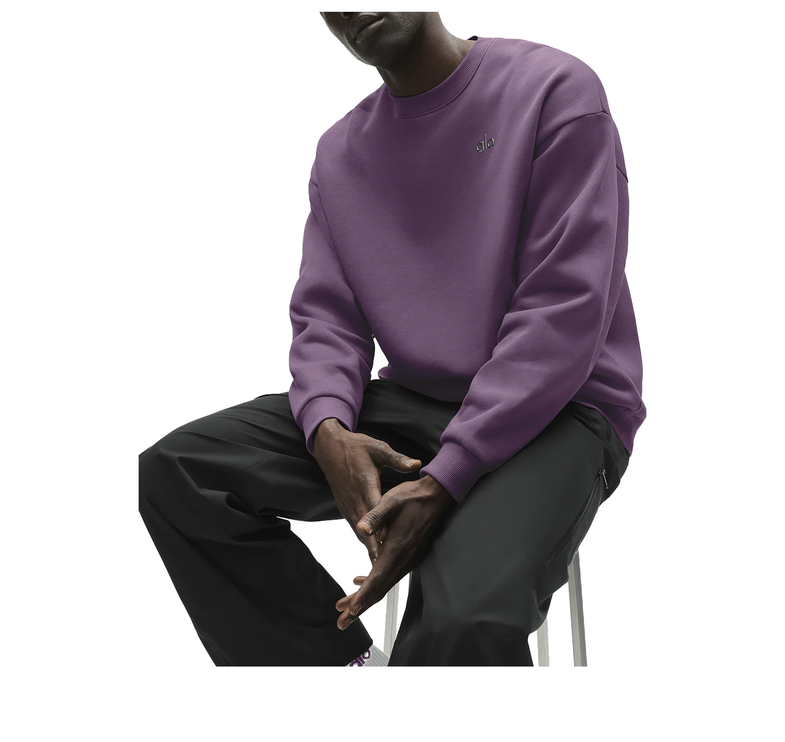 alo Men's Accolade Crew Neck Pullover Plum Kiss