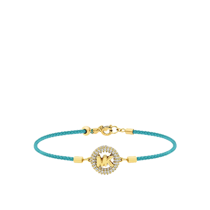Michael Kors Women's Pavé Gold-Tone Logo Corded Bracelet Turquoise