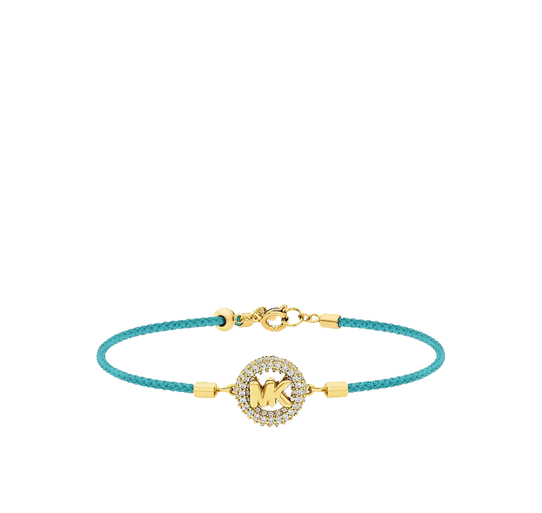 Michael Kors Women's Pavé Gold-Tone Logo Corded Bracelet Turquoise