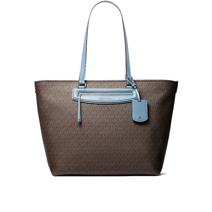 Michael Kors Women's Jet Set Travel Extra-Large Signature Logo Tote Bag Chambray/Gold
