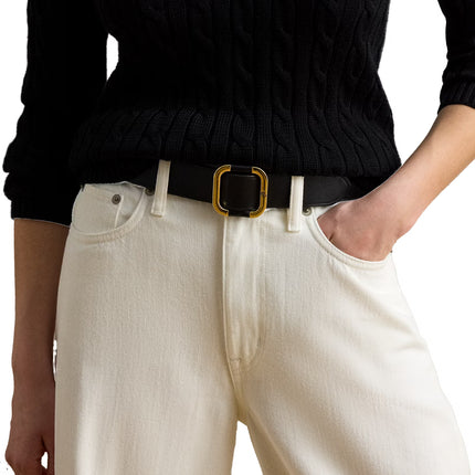 Polo Ralph Lauren Women's Leather Slide Buckle Belt Black