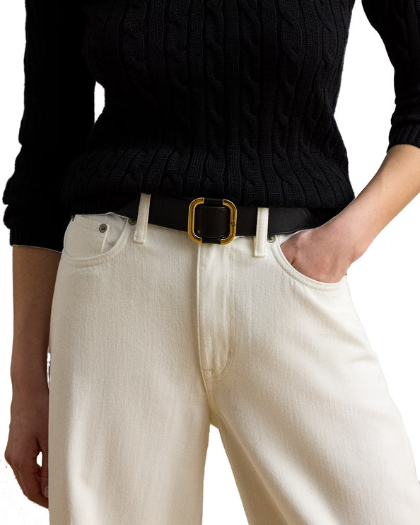 Polo Ralph Lauren Women's Leather Slide Buckle Belt Black