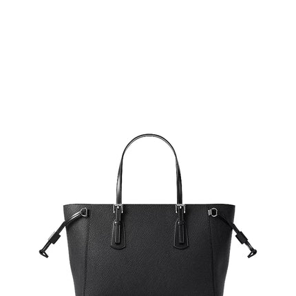 Michael Kors Women's Voyager Extra-Small Pebbled Leather Convertible Crossbody Bag Black/Silver