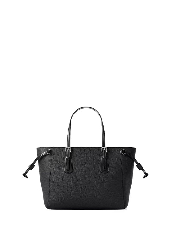 Michael Kors Women's Voyager Extra-Small Pebbled Leather Convertible Crossbody Bag Black/Silver