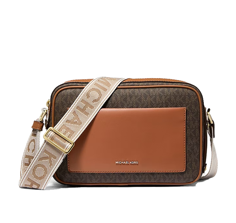 Michael Kors Women's Maeve Large Signature Logo Crossbody Bag Brown/Acorn/Gold