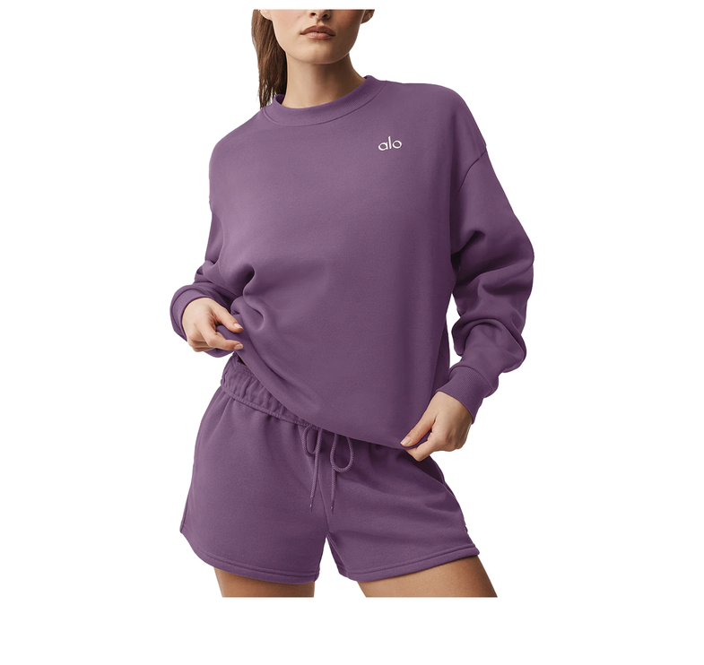 alo Women's Accolade Crew Neck Pullover Plum Kiss
