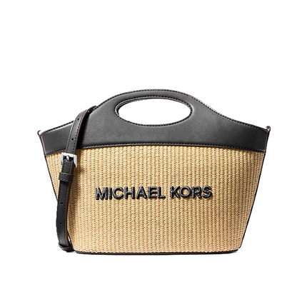 Michael Kors Women's Tatum Medium Woven Convertible Crossbody Bag Black