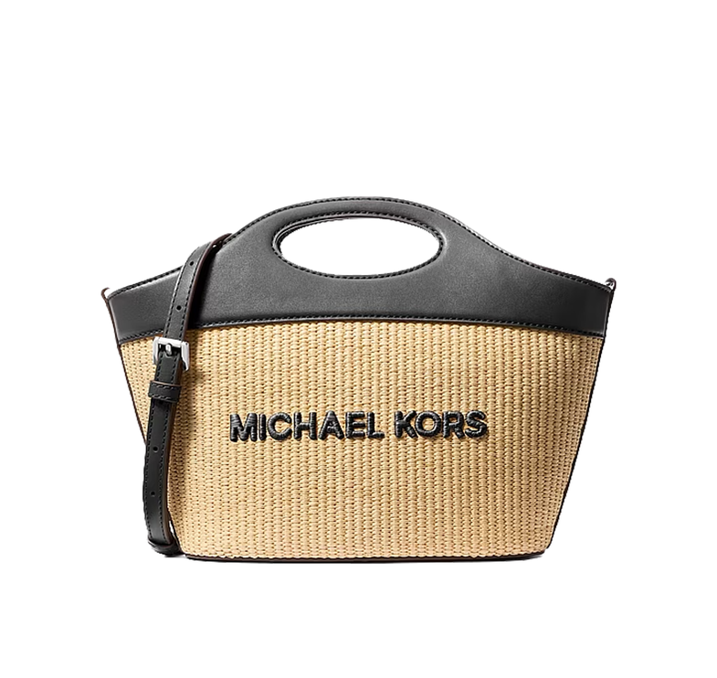 Michael Kors Women's Tatum Medium Woven Convertible Crossbody Bag Black