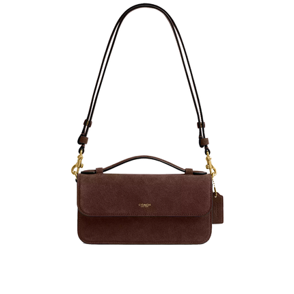 Coach Women's Elora Top Handle Crossbody Bag Suede/Brass/Dark Chocolate