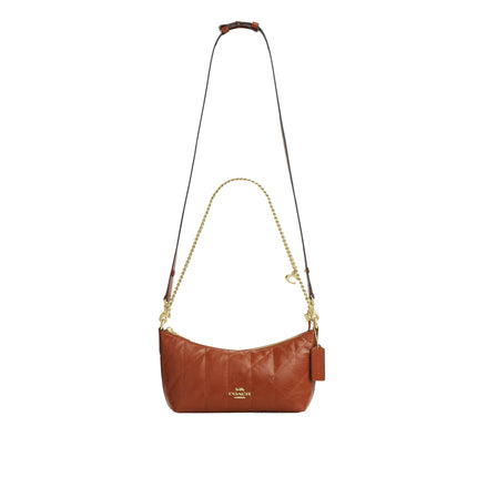 Coach Women's Caitlin Shoulder Bag With Quilting And Charm Gold/Cinnamon