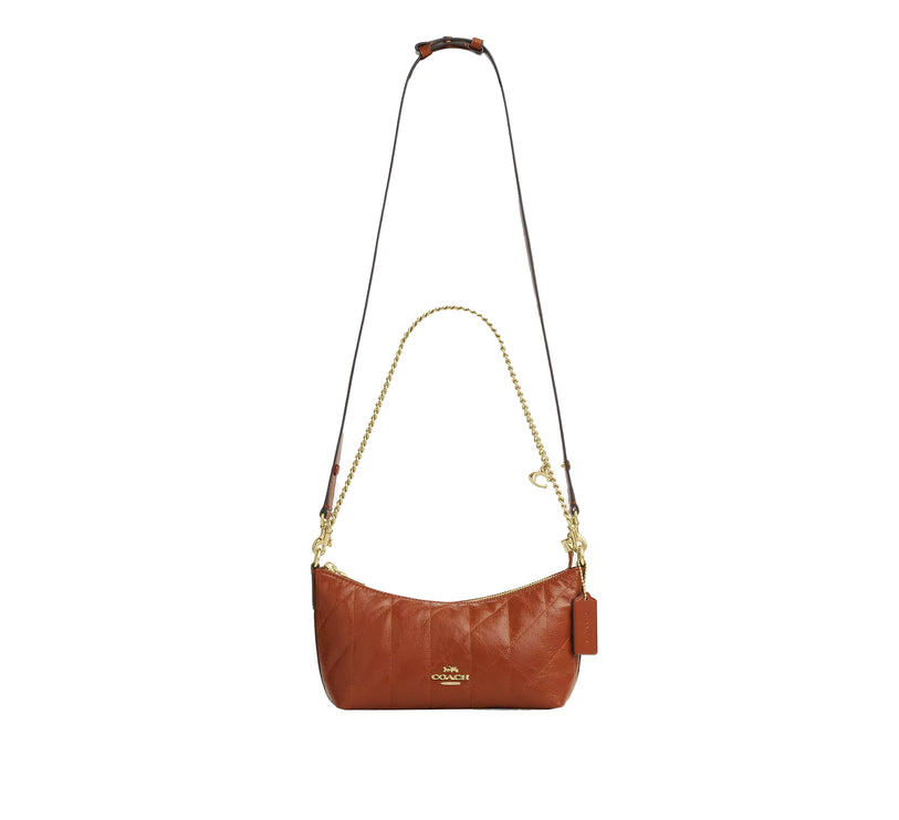 Coach Women's Caitlin Shoulder Bag With Quilting And Charm Gold/Cinnamon
