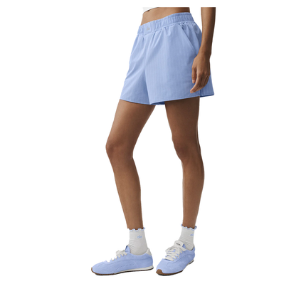 alo Women's Pinstripe Daylight Boxer Short Light Provence Blue/White