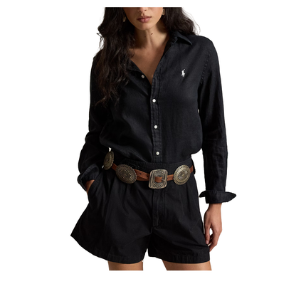 Polo Ralph Lauren Women's Classic Fit Linen Shirt Polo Black