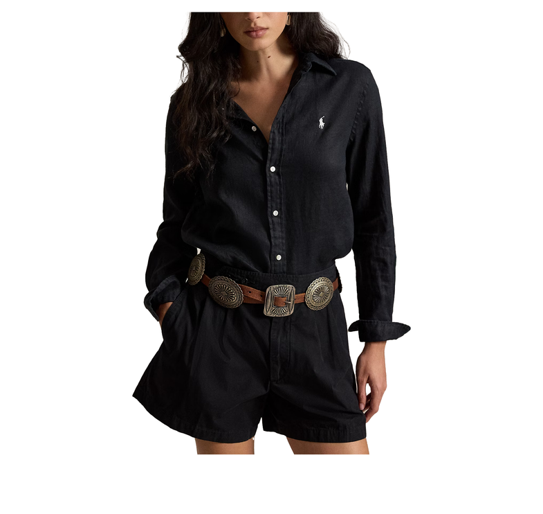 Polo Ralph Lauren Women's Classic Fit Linen Shirt Polo Black