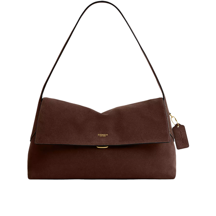 Coach Women's Chelsea Shoulder Bag 36 Suede/Brass/Dark Chocolate