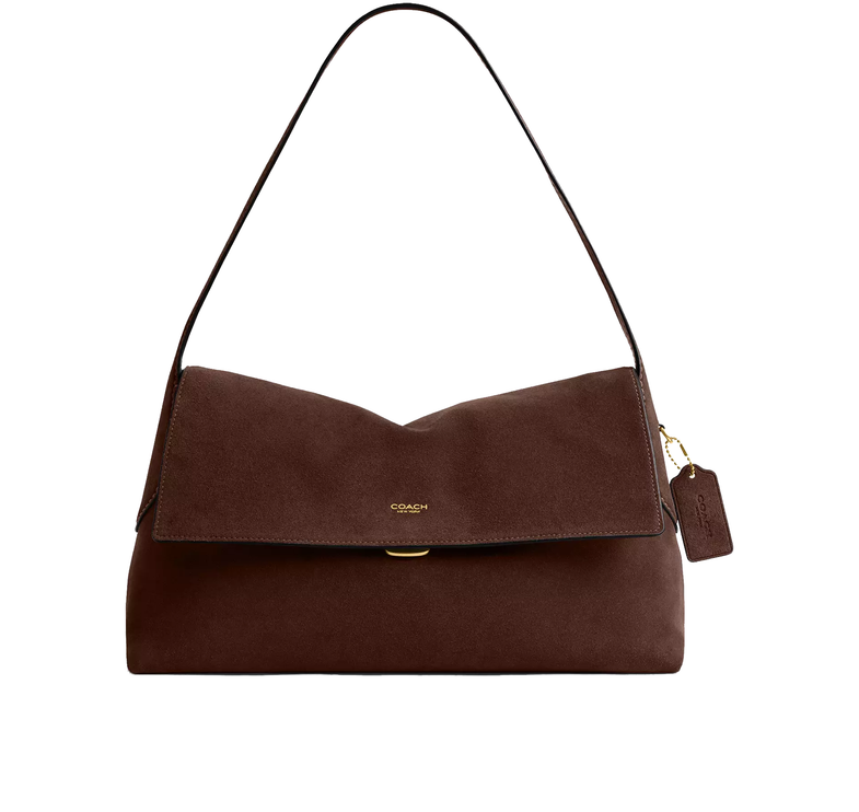 Coach Women's Chelsea Shoulder Bag 36 Suede/Brass/Dark Chocolate