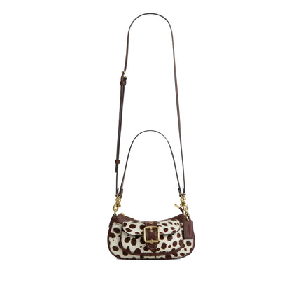 Coach Women's Ashton Mini Shoulder Bag In Haircalf Gold/Dark Brown Chalk
