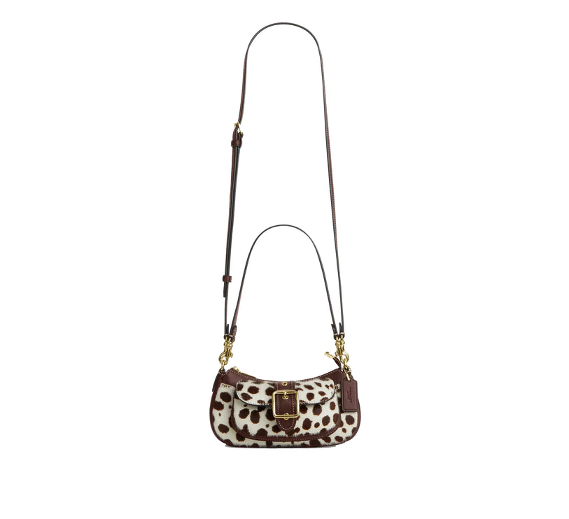 Coach Women's Ashton Mini Shoulder Bag In Haircalf Gold/Dark Brown Chalk
