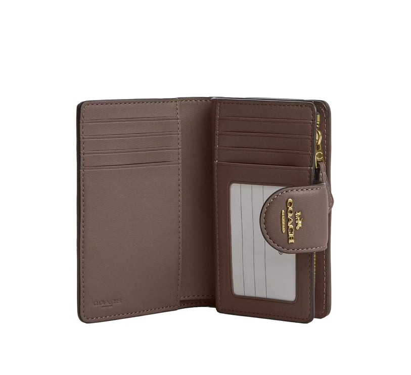 Coach Women's Medium Corner Zip Wallet In Signature Jacquard With Floral Embroidery Gold/Oak Multi