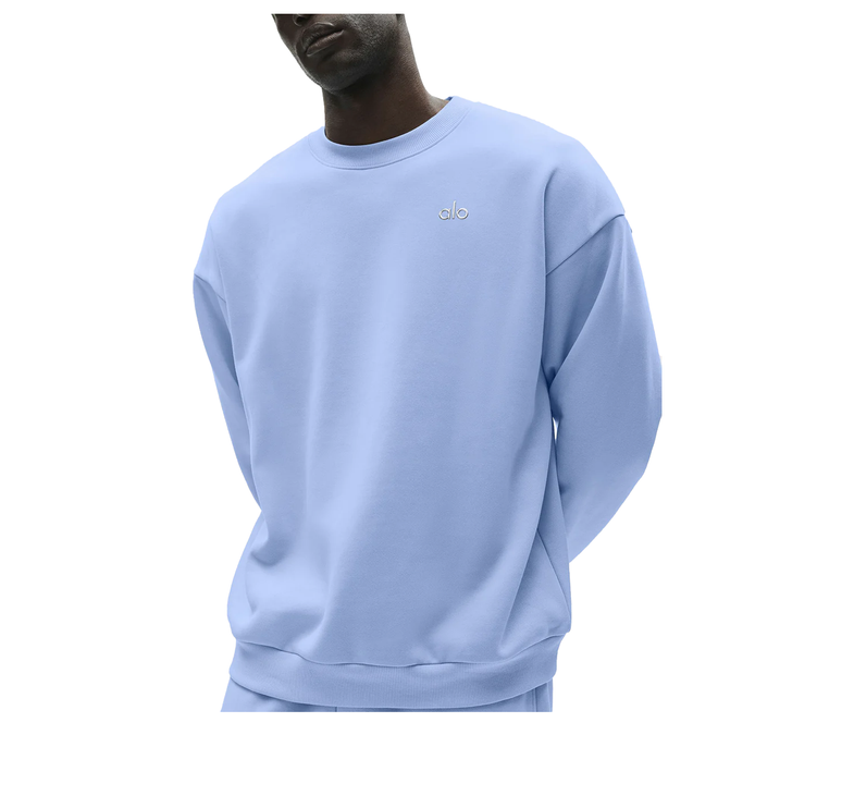 alo Men's Accolade Crew Neck Pullover Light Provence Blue