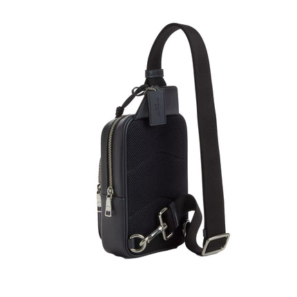 Coach Unisex Racer Sling Pack In Signature Canvas With Charms Silver/Denim Chalk