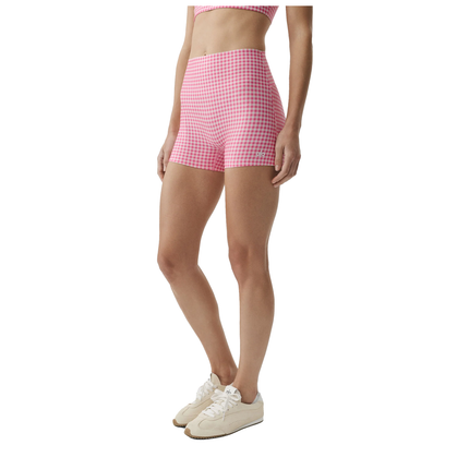 alo Women's 3" Airlift Gingham High-Waist Sleek Short Paradise Pink Gingham