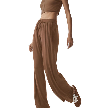 alo Women's Semi-Sheer Delicate Lounge Flare Pant Sun Kissed Brown