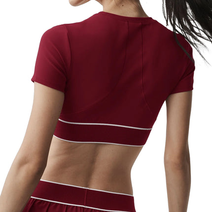 alo Women's ALO Softsculpt Amp It Up Short Sleeve Bra Summer Romance Red