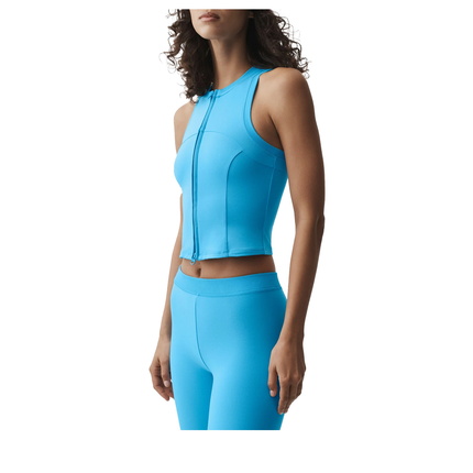 alo Women's Alosoft Level Up Full Zip Tank Azure Blue