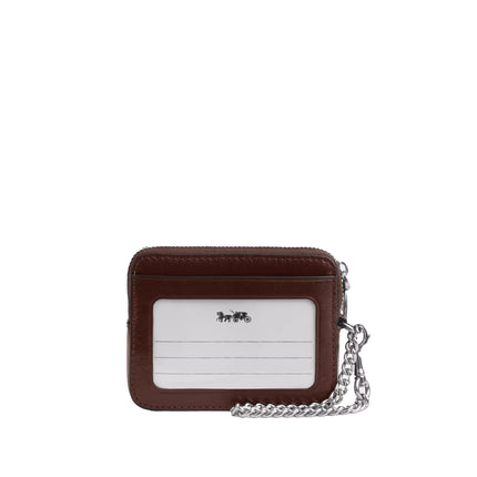 Coach Women's Zip Card Case With Quilting Silver/Maple