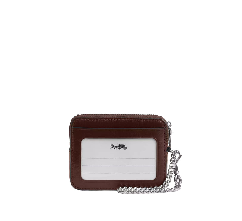 Coach Women's Zip Card Case With Quilting Silver/Maple