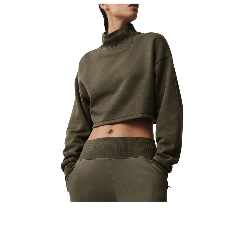 alo Women's Cropped Serenity Coverup Olive Tree