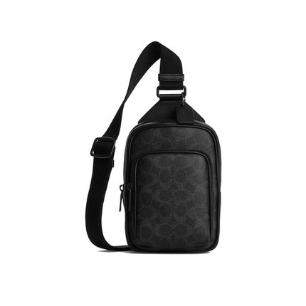 Coach Unisex Racer Sling Pack In Signature Canvas Matte Black/Black Signature