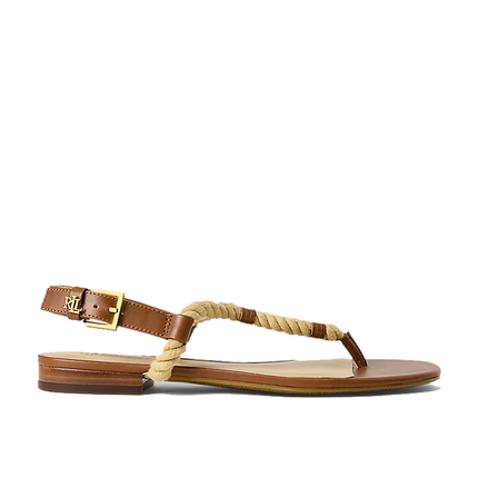 Polo Ralph Lauren Women's Everley Calfskin & Rope Sandal Lauren Tan/Natural