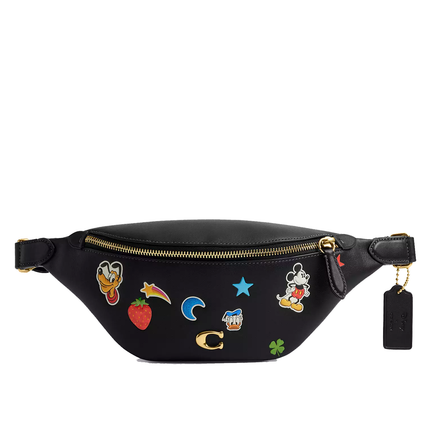 Coach Unisex Disney X Coach Charter Belt Bag 7 With Sticker Print Black