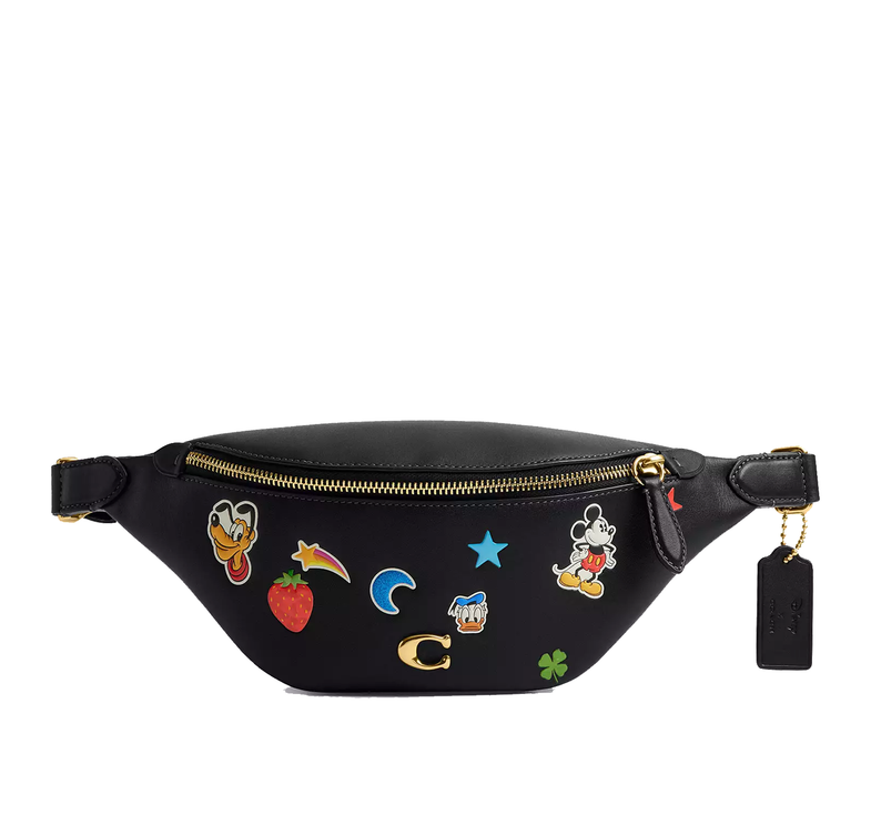 Coach Unisex Disney X Coach Charter Belt Bag 7 With Sticker Print Black