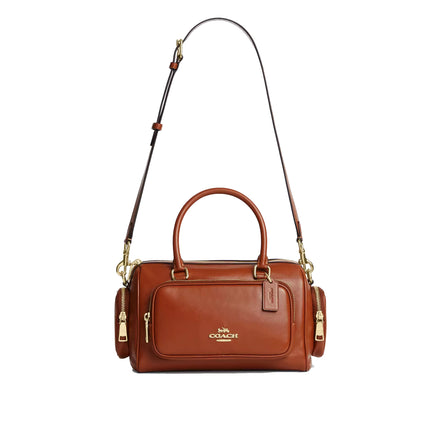 Coach Women's Rowan Satchel Bag With Pockets Gold/Cinnamon