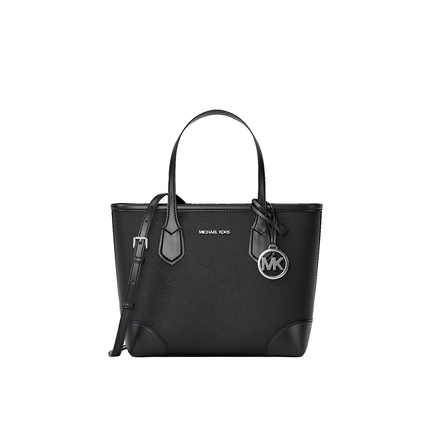 Michael Kors Women's Eva Extra-Small Saffiano Leather Convertible Tote Bag Black/Silver
